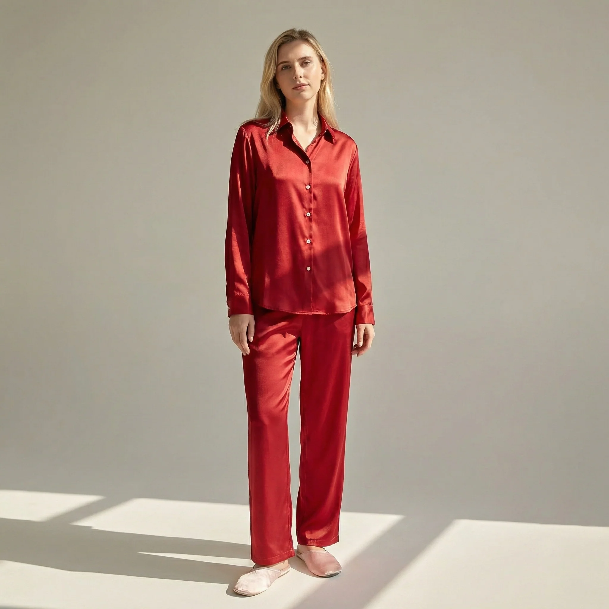 Ensemble Pyjama Long Femme 100% Soie de Mûrier | La Parisienne - Image 2