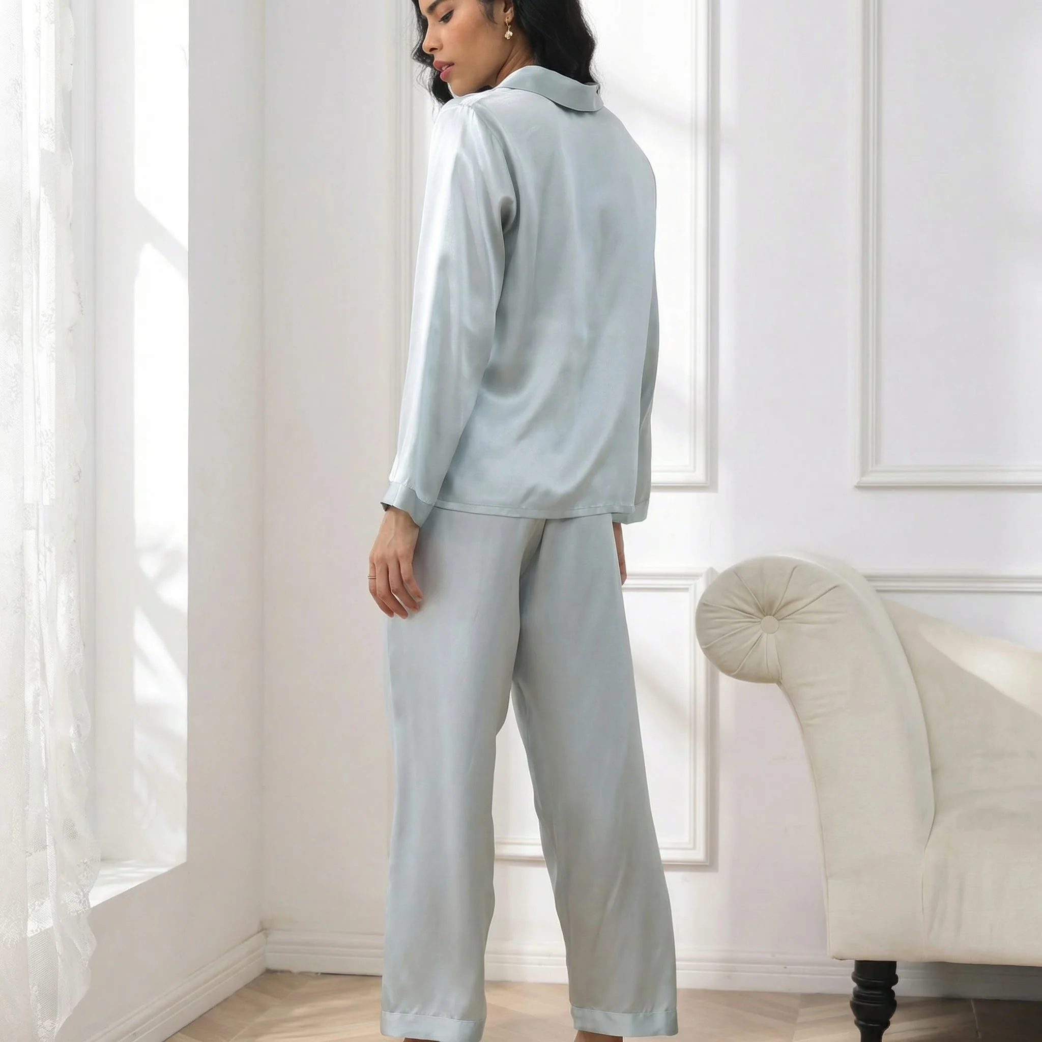 Ensemble Pyjama Manches Longues 100% Soie de Mûrier | La Parisienne - Image 2