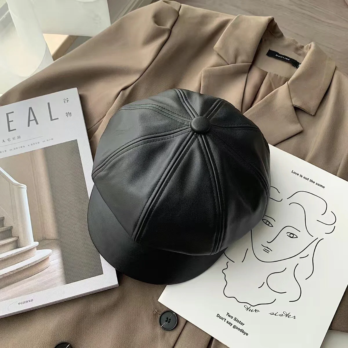 Béret Casquette 100% Cuir Femme | La Parisienne - Image 3