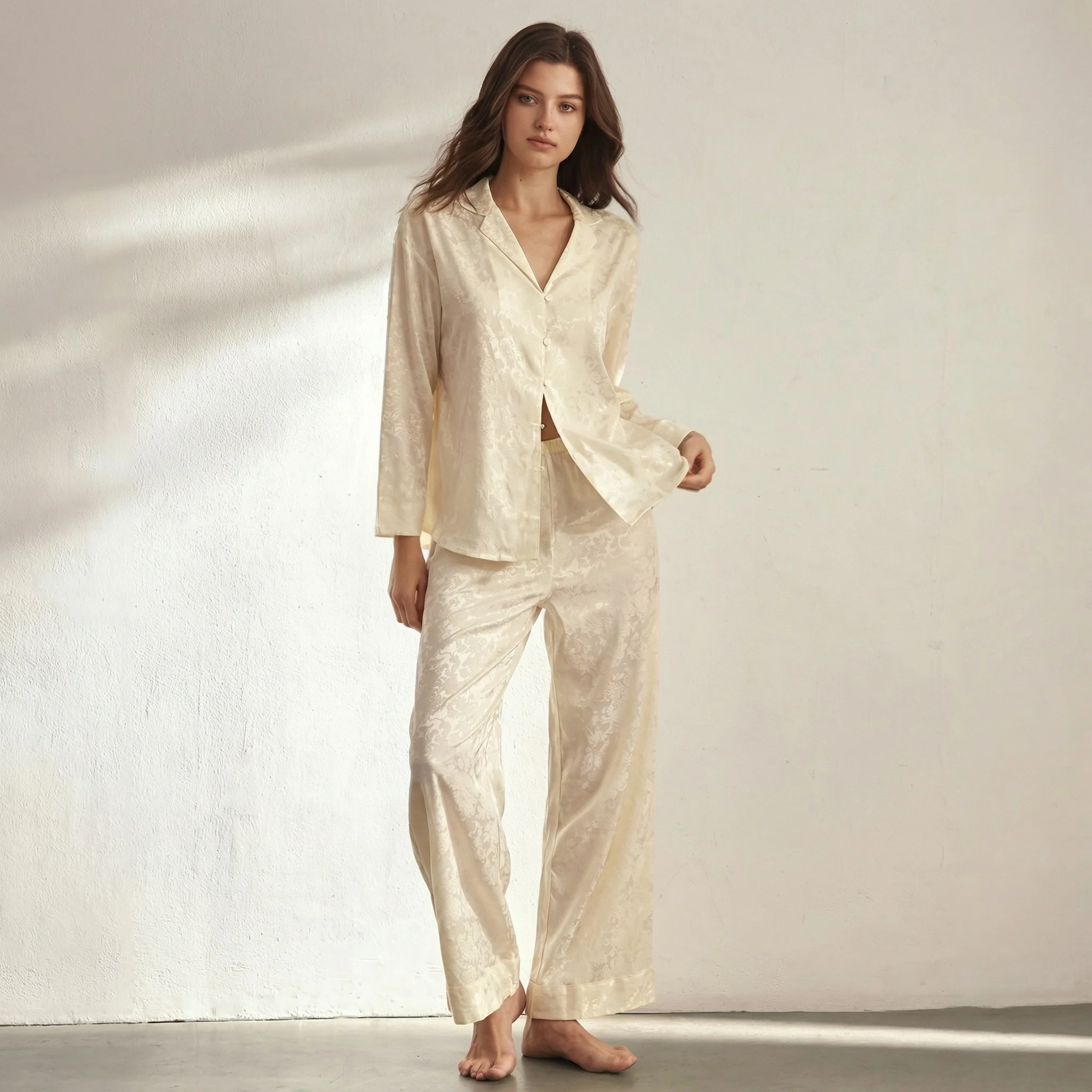 Pyjama Femmes Long en Satin de Coton | La Parisienne - Image 3