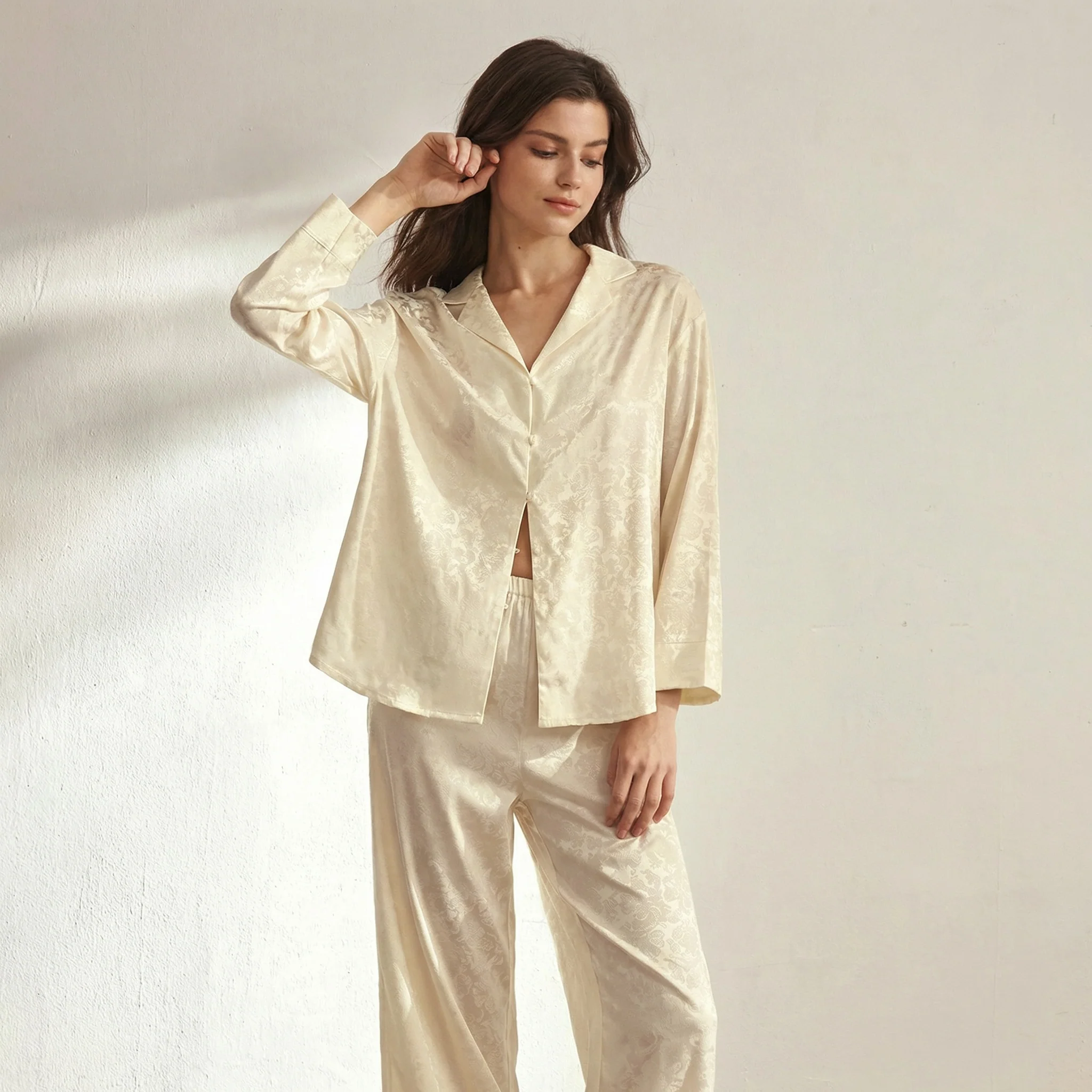Pyjama Femmes Long en Satin de Coton | La Parisienne - Image 4