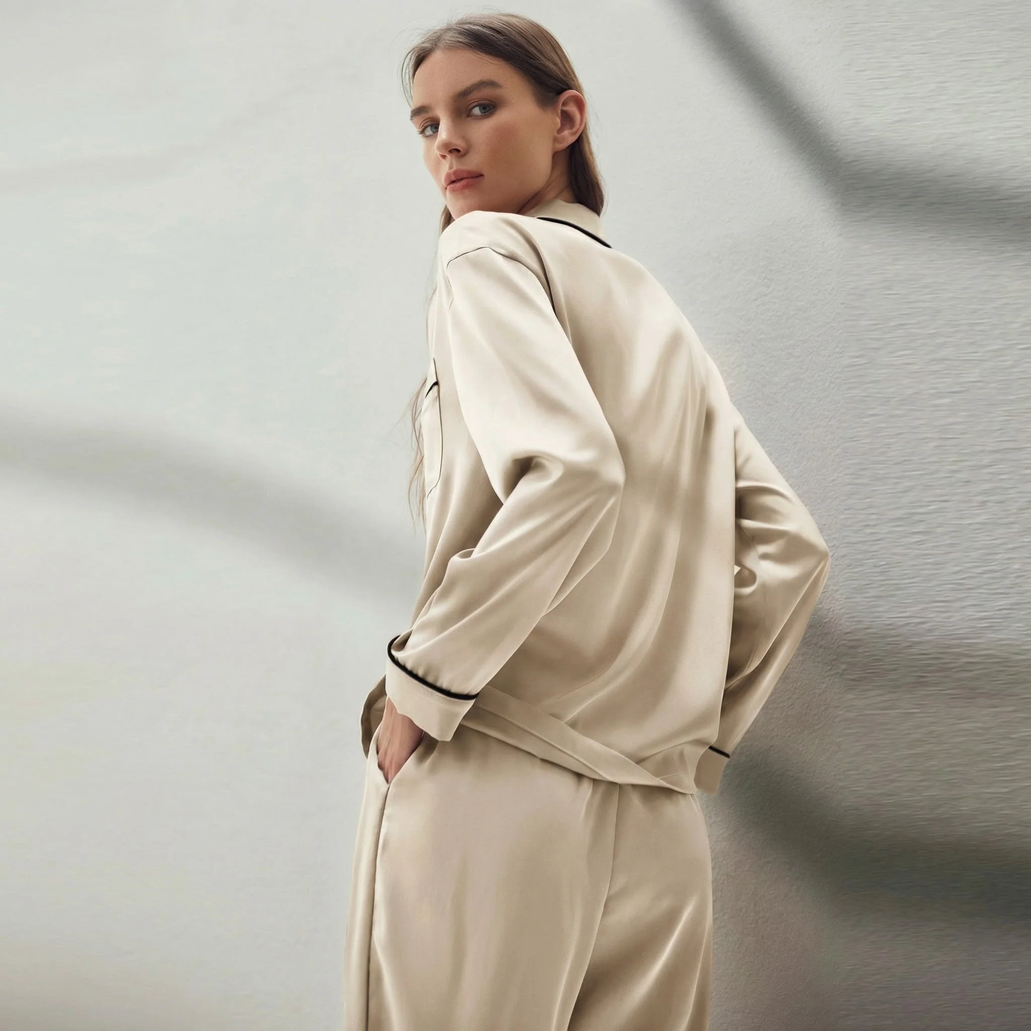 Ensemble Pyjama Long en Soie de Bambou & Coton | La Parisienne - Image 2