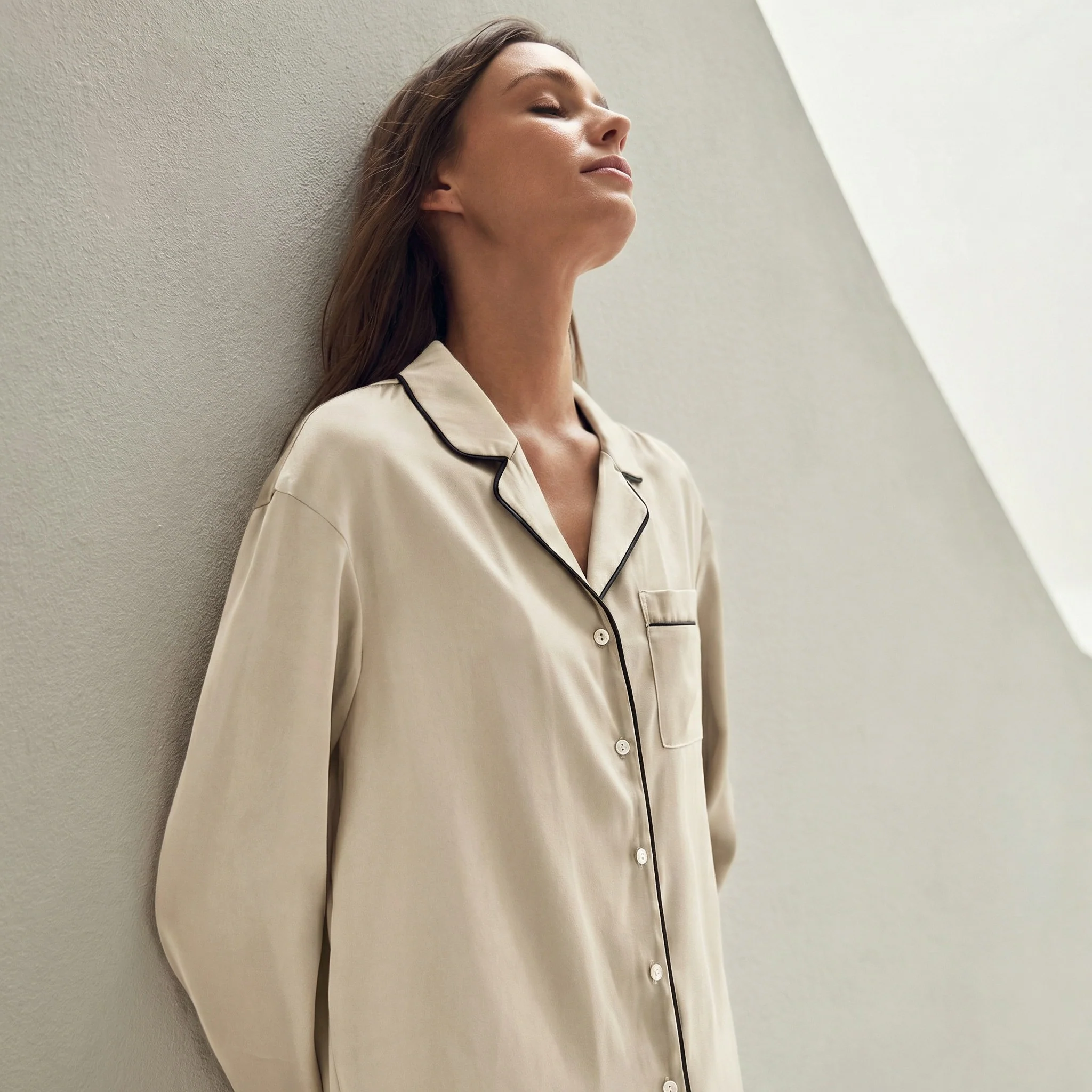 Ensemble Pyjama Long en Soie de Bambou & Coton | La Parisienne - Image 4