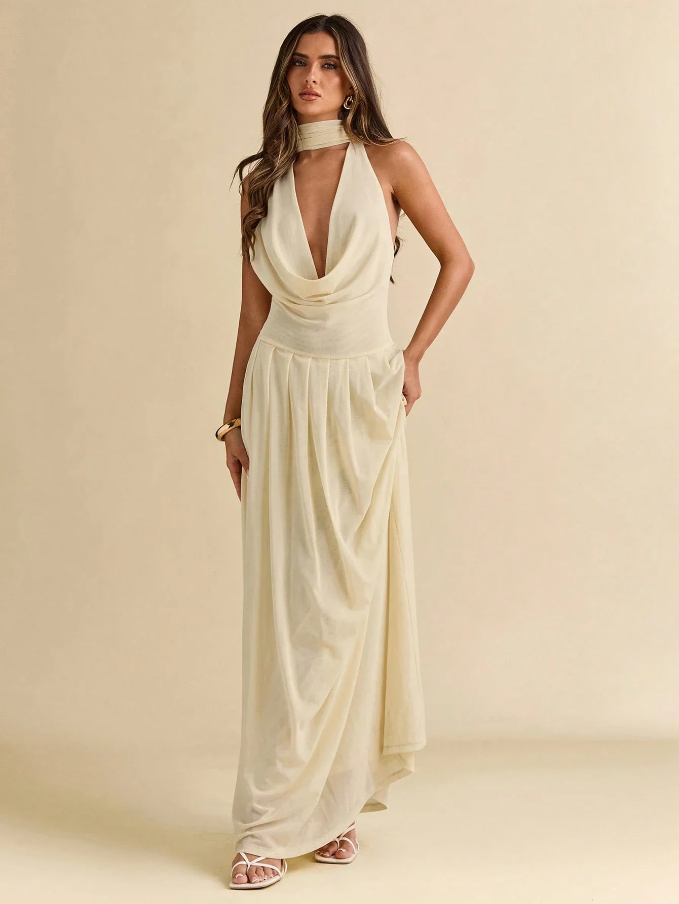 Robe Longue Col Ample Femme | La Parisienne - Image 11