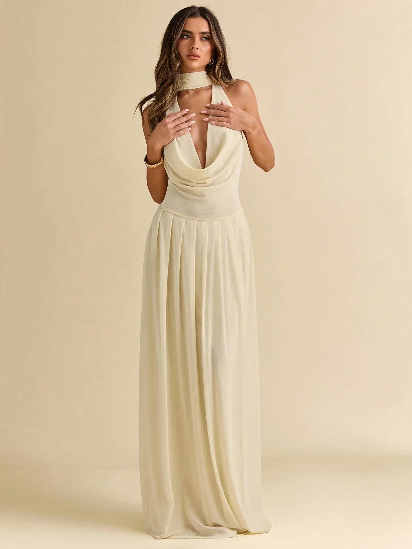 Robe Longue Col Ample Femme | La Parisienne - Image 12