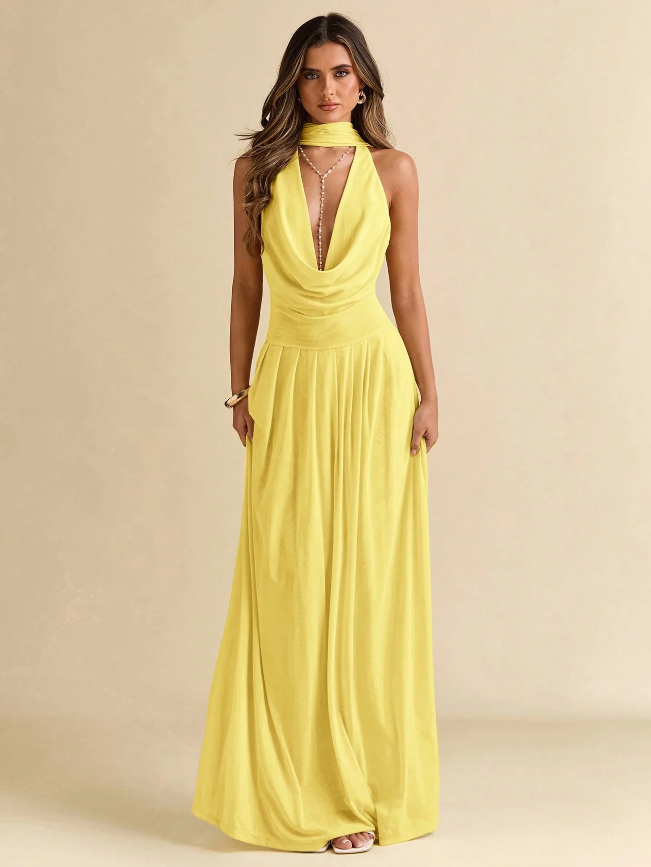 Robe Longue Col Ample Femme | La Parisienne - Image 3