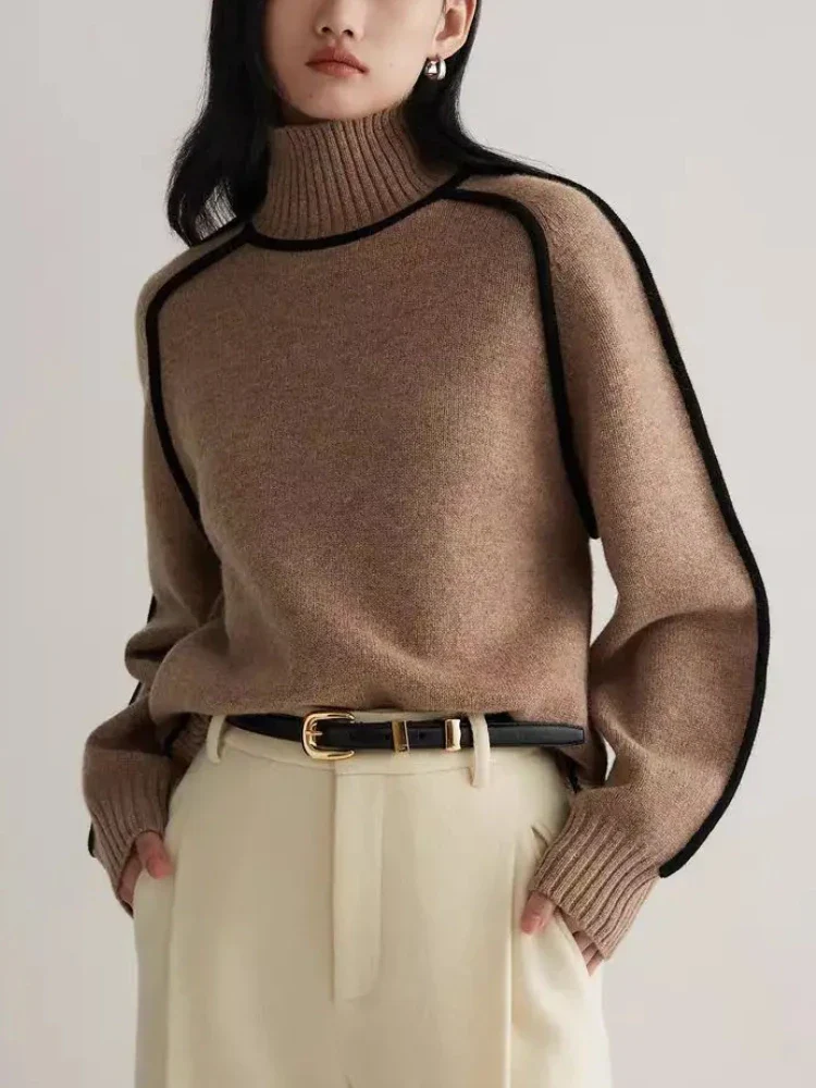 Pull Col Haut Tricoté Femme | La Parisienne