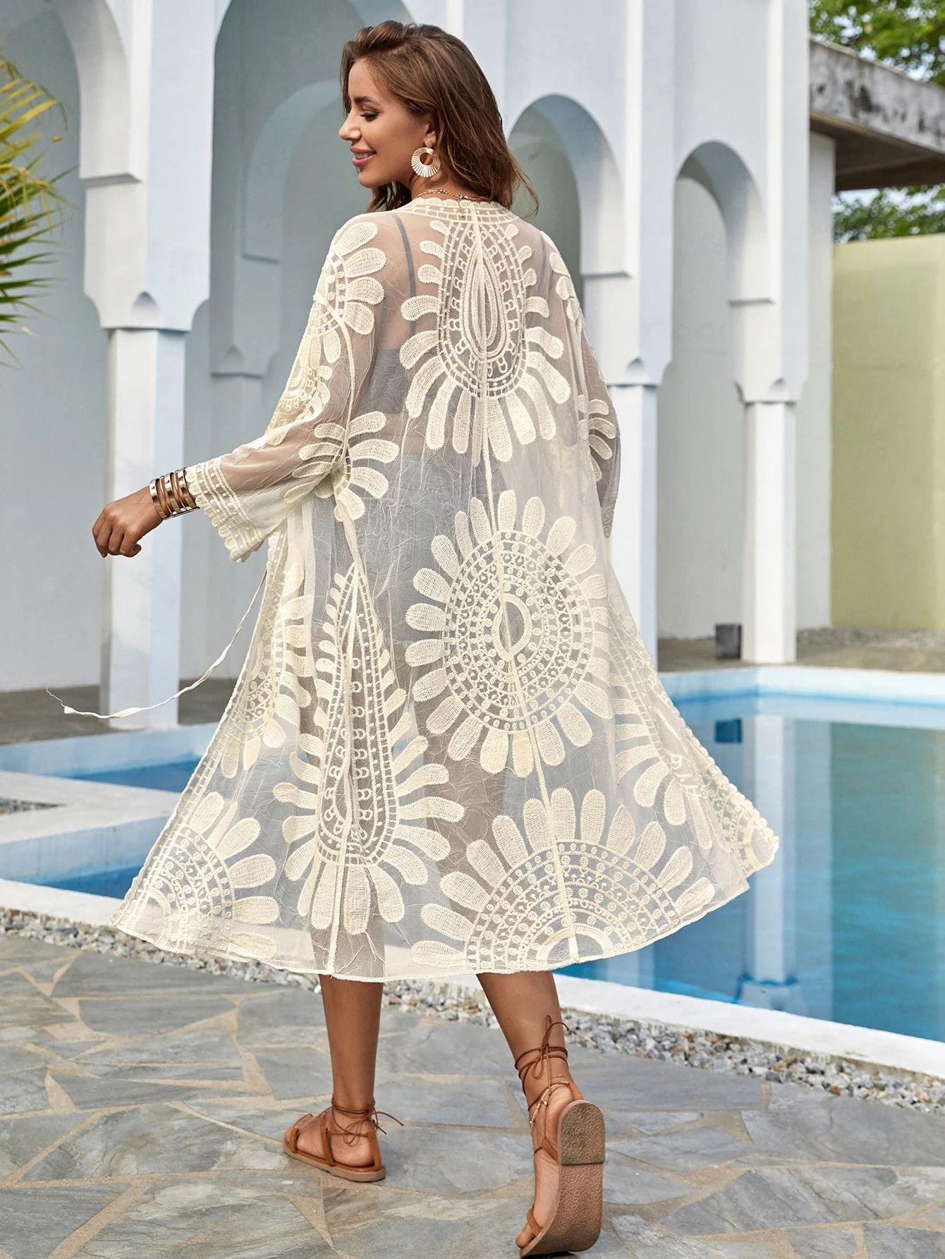 Kimono Long Brodé à Nœud | La Parisienne - Image 6